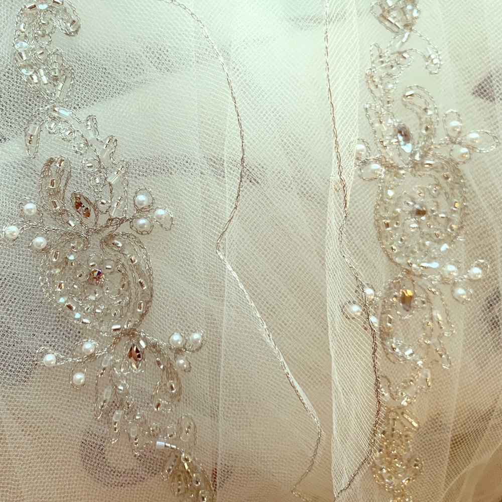 Off-White wedding Veil with detailed beadwork